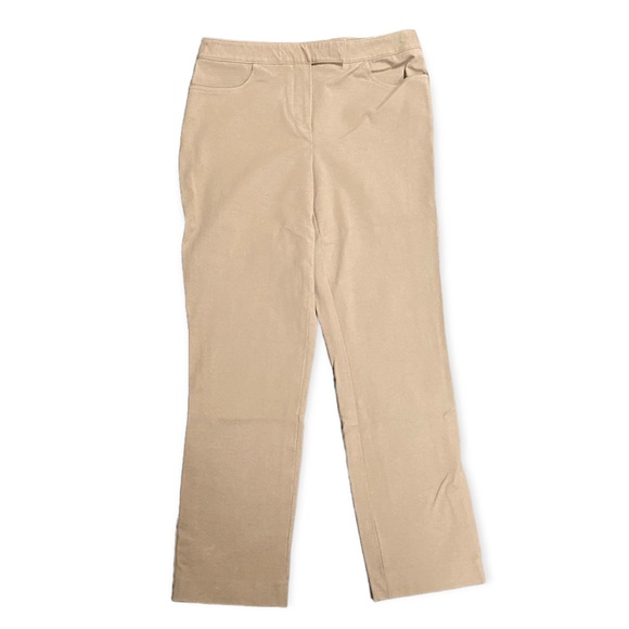 Theory Washable Cotton Spandex Stretch Cropped Trousers Pants Khaki Tan Size 00 - Picture 1 of 9